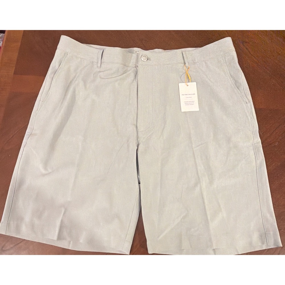 Peter Millar Shackleford Crown Sport Mens Gray Classic Golf Shorts Size 38 $108